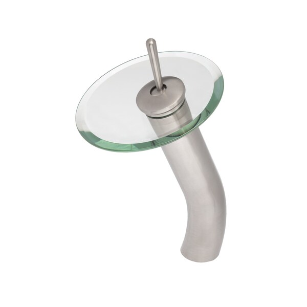 Novatto FALLS Single Lever Waterfall Vessel Faucet, Brushed Nickel/ Clear Glass GF-001BN-C - main